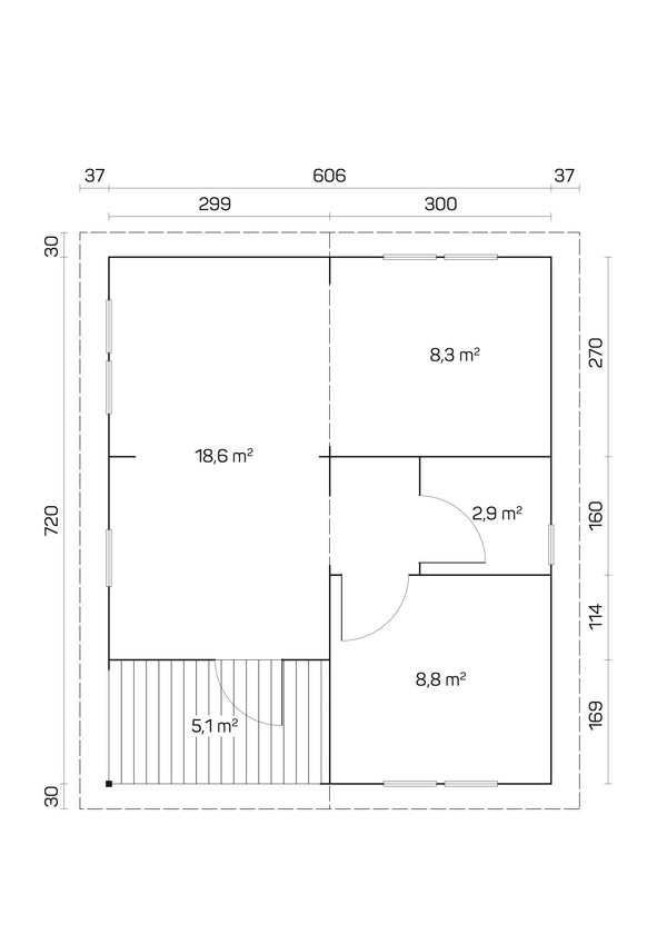 ARLANZON A 6.3x7.4m Log Cabin