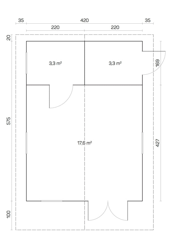 GOTLAND-B 4.4x6.0m Log Cabin