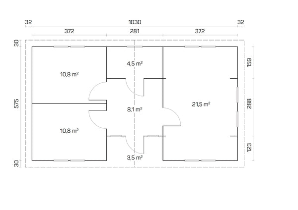 KRISTI 10.5x6.0m Log Cabin