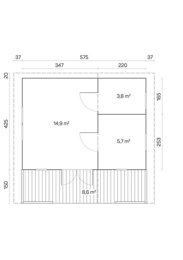 MONVISO 6.0x4.5m Log Cabin