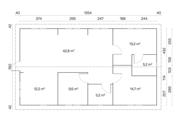 TRENTO 7.8x13.8m Log Cabin