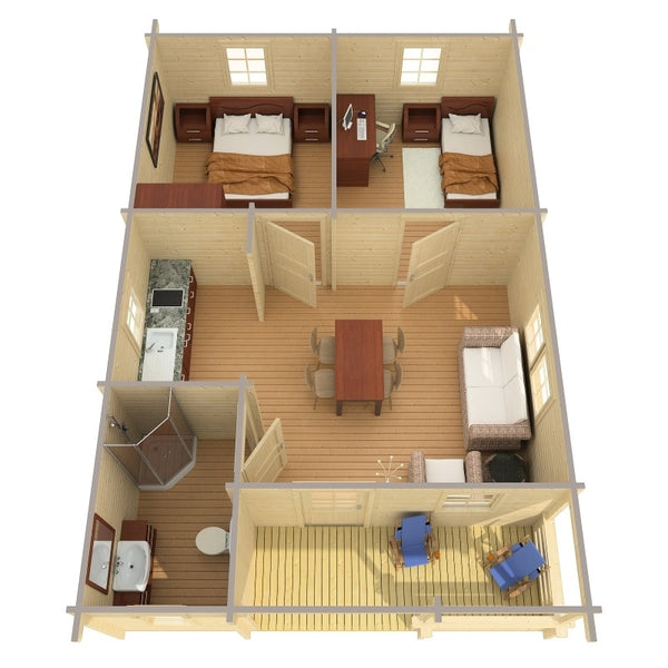 ALMERIA B 6.0x8.9m Log Cabin