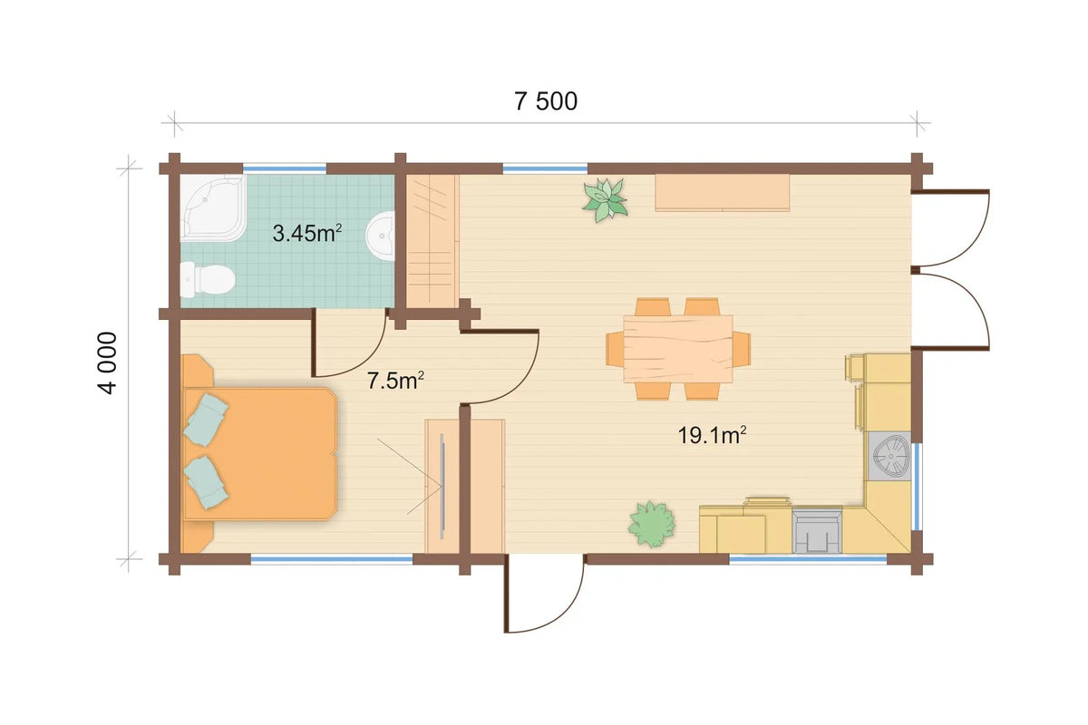 Monaco 1 Bed Log Cabin – Northern Log Cabins